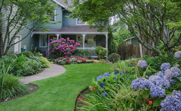 Lush lawn and garden at a home